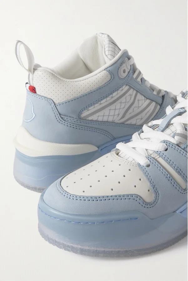 Moncler - Pivot Mid Leather And Ripstop-trimmed Suede Sneakers - Blue - Image 4