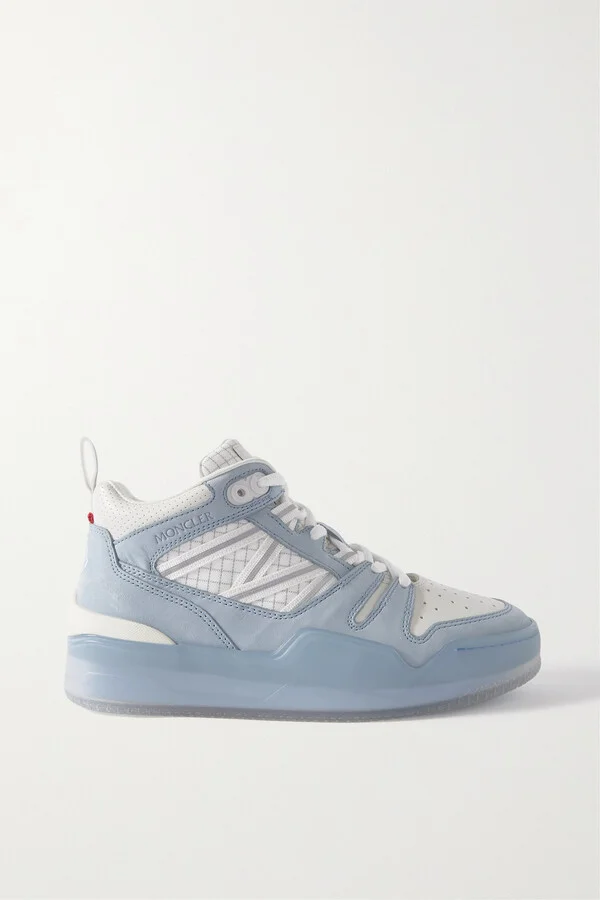 Moncler - Pivot Mid Leather And Ripstop-trimmed Suede Sneakers - Blue
