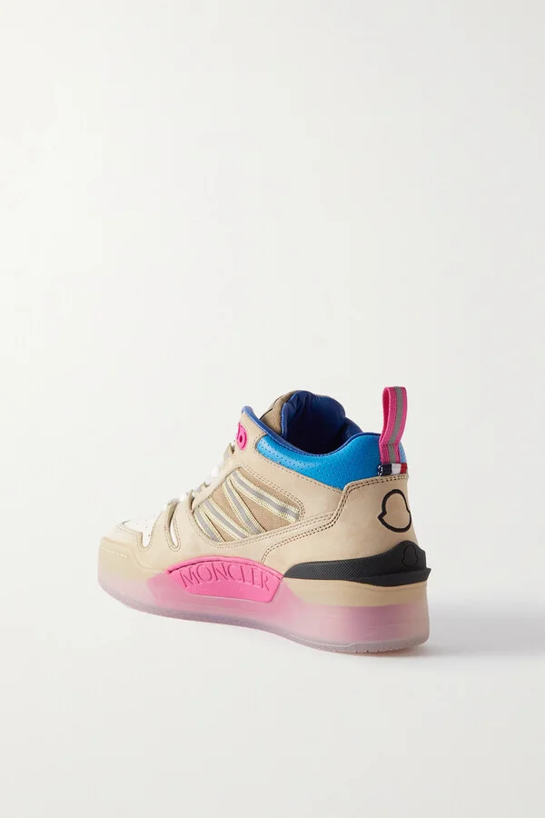 Moncler - Pivot Mid Leather And Ripstop-trimmed Suede Sneakers - Pink - Image 3