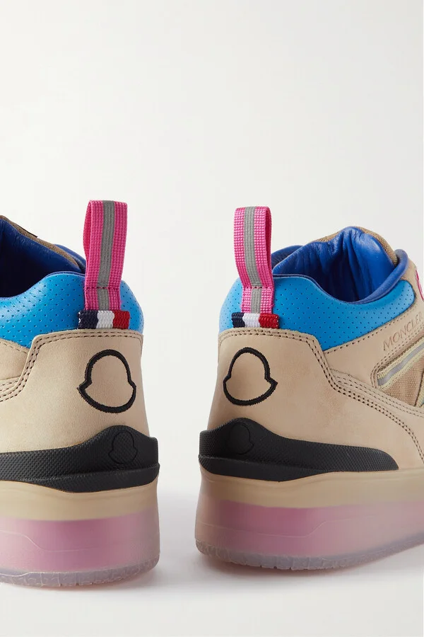 Moncler - Pivot Mid Leather And Ripstop-trimmed Suede Sneakers - Pink - Image 4