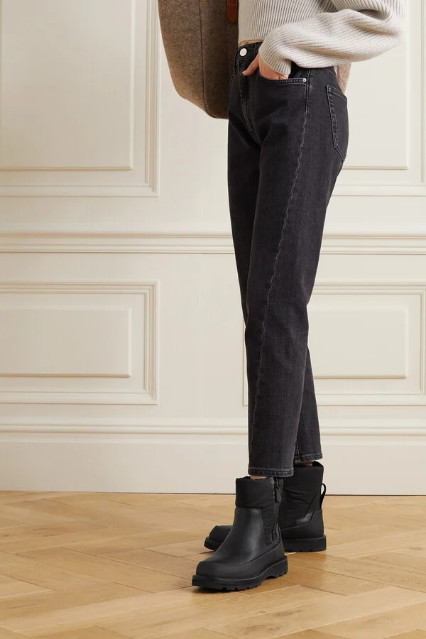 Moncler - Rain Don't Care Paneled Leather And Shell Ankle Boots - Black - Image 2