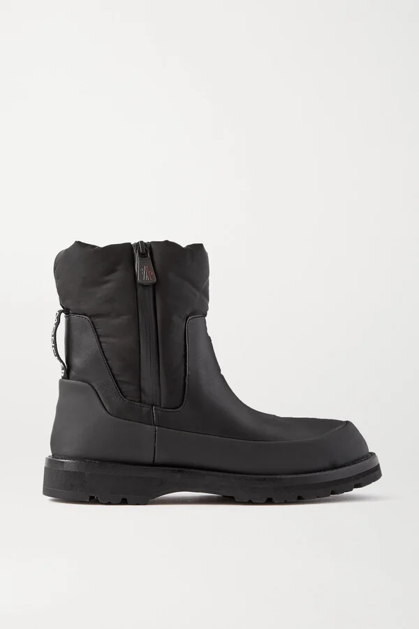 Moncler - Rain Don't Care Paneled Leather And Shell Ankle Boots - Black