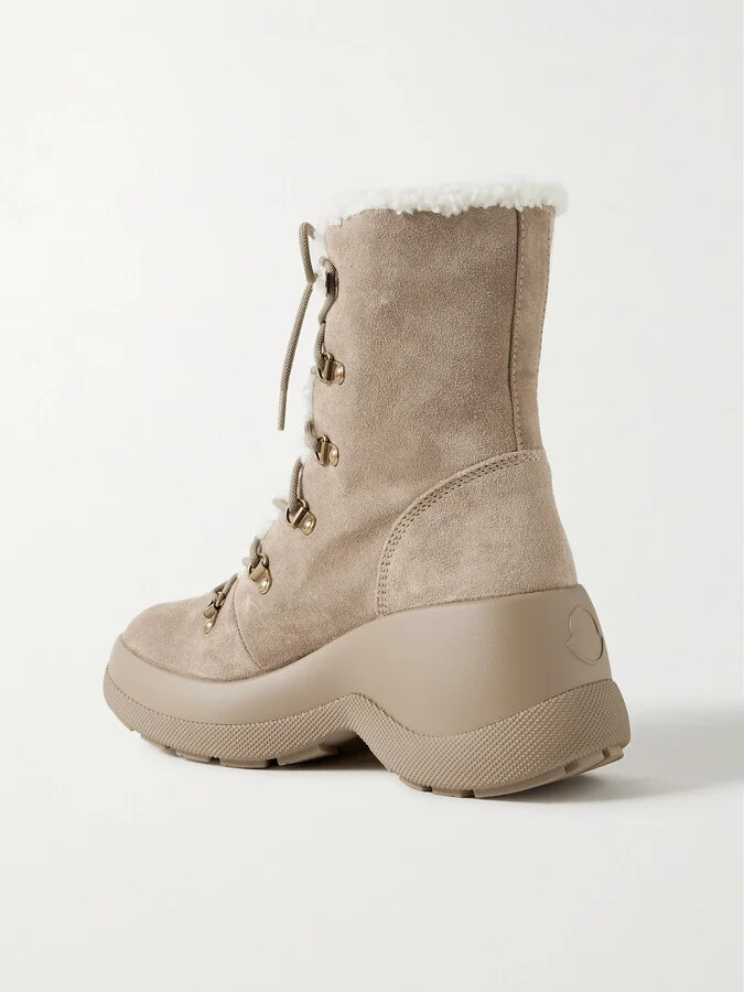 Moncler - Resile Trek Faux Fur-trimmed Suede Ankle Boots - Brown - Image 3