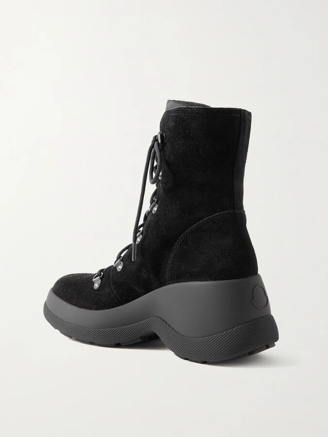 Moncler - Resile Trek Shell-trimmed Suede Ankle Boots - Black - Image 3