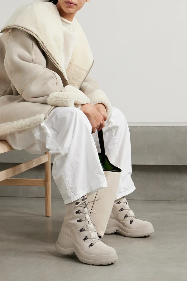 Moncler - Resile Trek Shell-trimmed Suede Ankle Boots - Ecru - Image 2