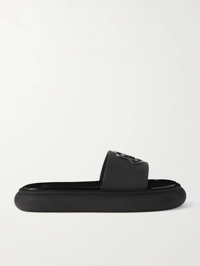 Moncler - Slyder Appliquéd Rubber Slides - Black