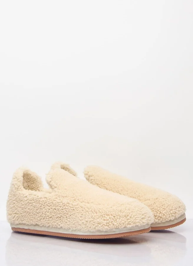 Moncler Snug Shearling Flats - Woman Slip Ons Cream Eu - 41 - Image 3