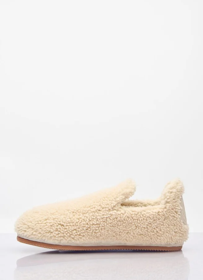 Moncler Snug Shearling Flats - Woman Slip Ons Cream Eu - 41 - Image 4