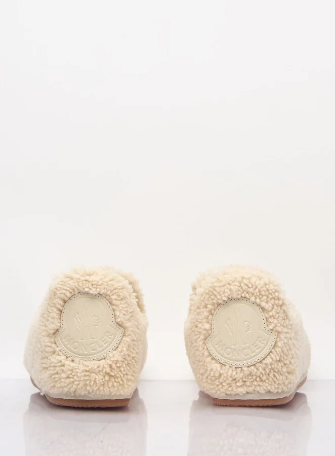 Moncler Snug Shearling Flats - Woman Slip Ons Cream Eu - 41 - Image 5