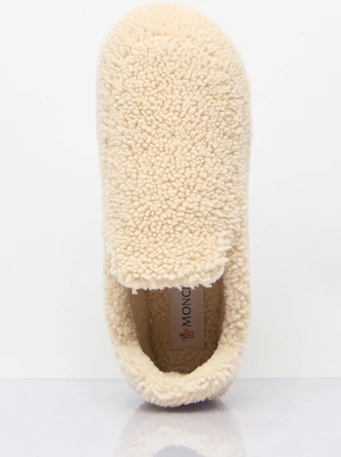Moncler Snug Shearling Flats - Woman Slip Ons Cream Eu - 41 - Image 7
