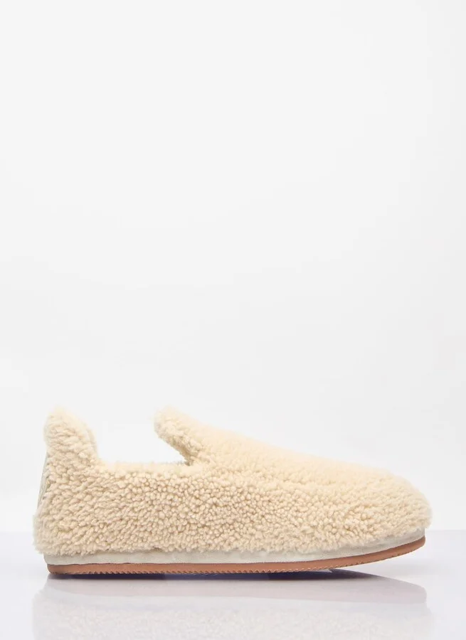 Moncler Snug Shearling Flats - Woman Slip Ons Cream Eu - 41