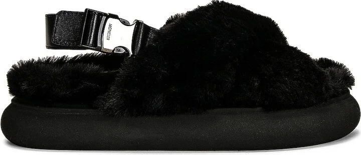 Moncler Solarisse Faux Fur Sandal in Black