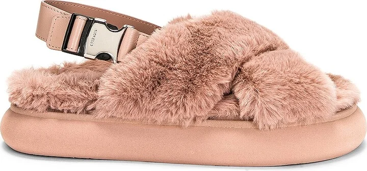 Moncler Solarisse Fur Sandal in Pink