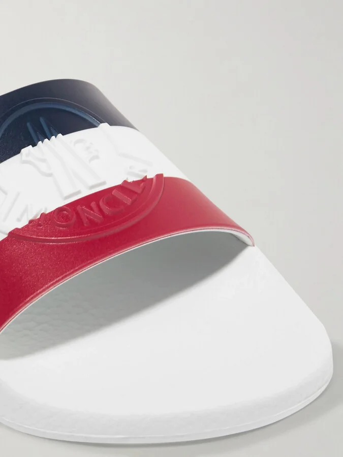 Moncler - Striped Rubber Slides - White - Image 5