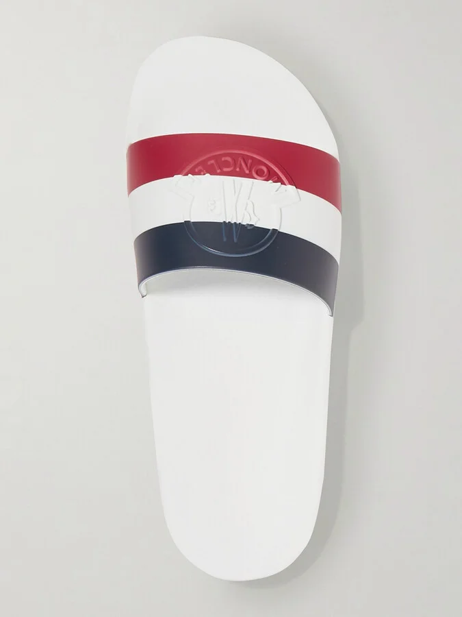 Moncler - Striped Rubber Slides - White - Image 6