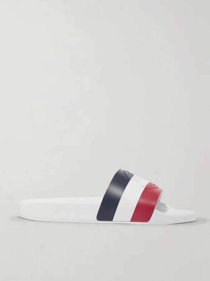 Moncler - Striped Rubber Slides - White