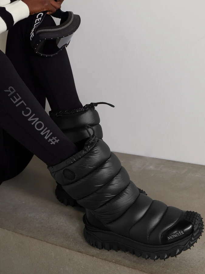 Moncler - Trailgrip Appliquéd Quilted Padded Glossed Leather-trimmed Shell Snow Boots - Black - Image 2