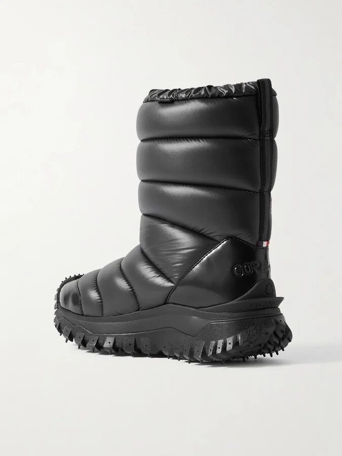 Moncler - Trailgrip Appliquéd Quilted Padded Glossed Leather-trimmed Shell Snow Boots - Black - Image 3
