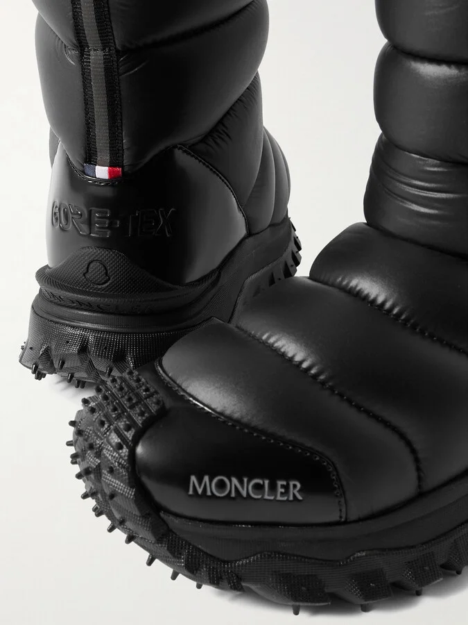 Moncler - Trailgrip Appliquéd Quilted Padded Glossed Leather-trimmed Shell Snow Boots - Black - Image 4