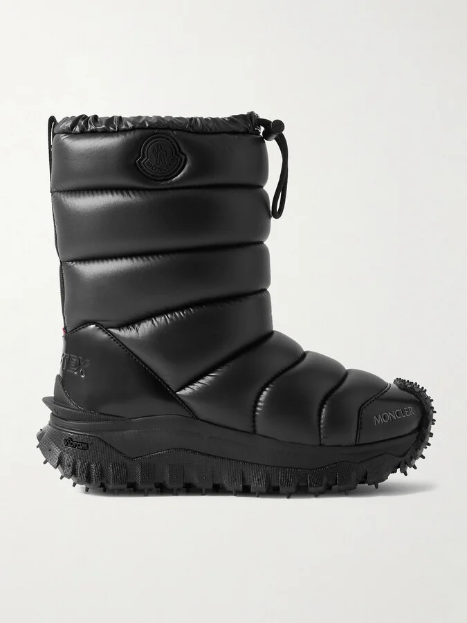 Moncler - Trailgrip Appliquéd Quilted Padded Glossed Leather-trimmed Shell Snow Boots - Black