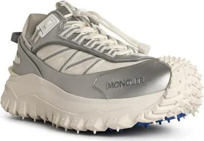 Moncler 'Trailgrip Gtx' Silver Leather Blend Sneakers - Image 2
