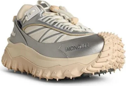 Moncler 'Trailgrip Gtx' Silver Leather Blend Sneakers - Image 2