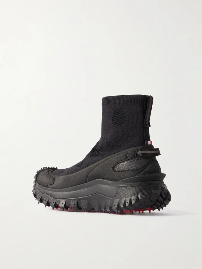 Moncler - Trailgrip Rubber-trimmed Stretch-knit Sneakers - Black - Image 3