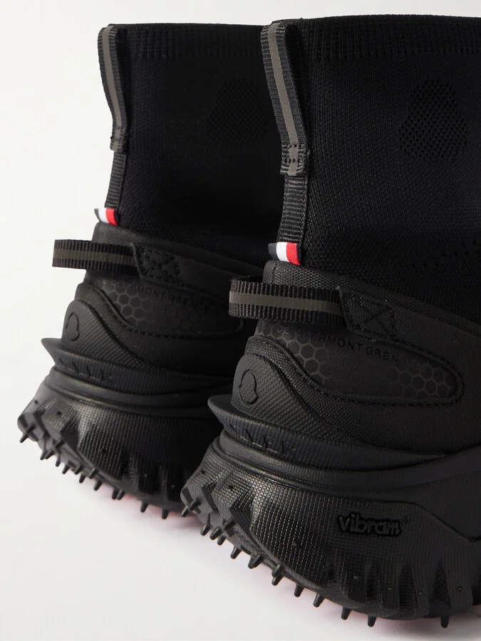 Moncler - Trailgrip Rubber-trimmed Stretch-knit Sneakers - Black - Image 4