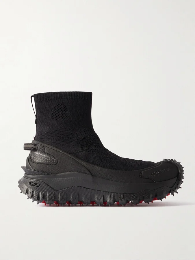 Moncler - Trailgrip Rubber-trimmed Stretch-knit Sneakers - Black