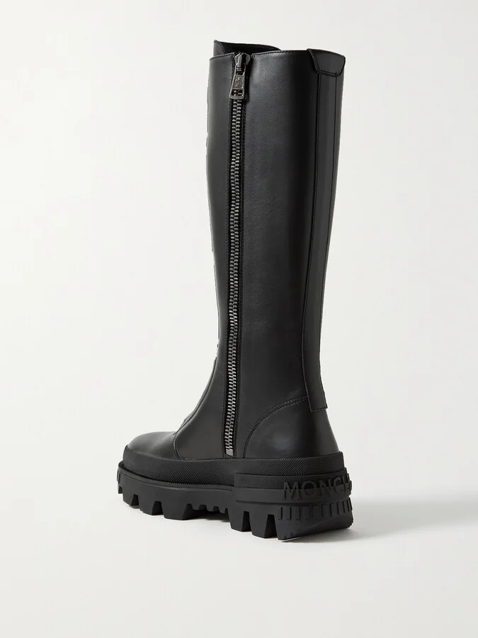 Moncler - Vail Leather Lace-up Knee Boots - Black - Image 3