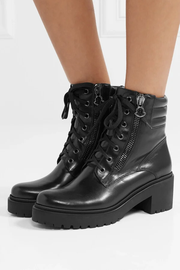 Moncler - Viviane Leather Ankle Boots - Black - Image 2