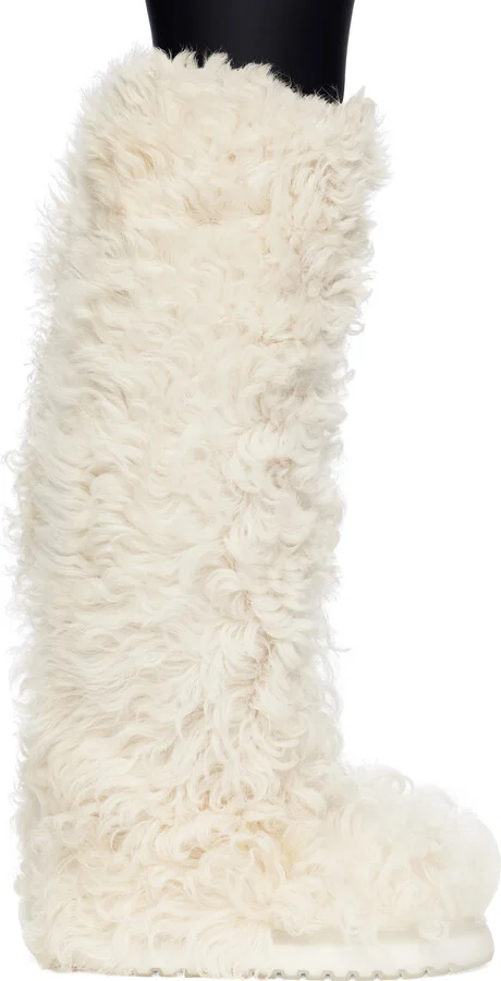 Moncler White Beverly High Shearling Tall Boots