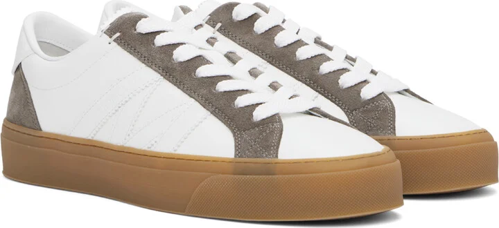 Moncler White & Brown Monaco 2 Sneakers - Image 4