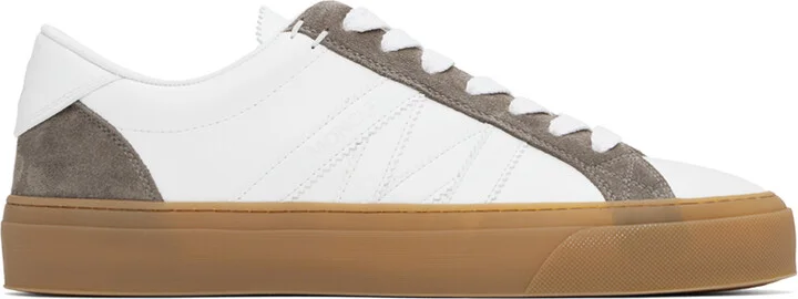 Moncler White & Brown Monaco 2 Sneakers