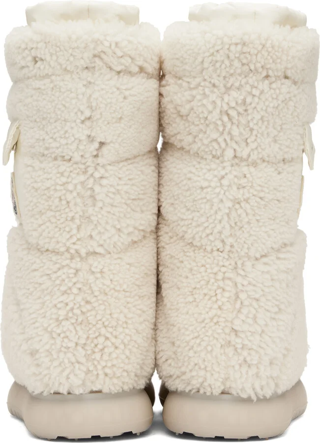 Moncler White Gaia Pocket Mid Shearling Boots - Image 2