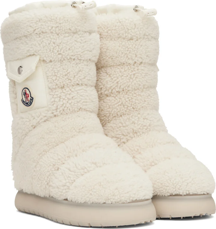 Moncler White Gaia Pocket Mid Shearling Boots - Image 4