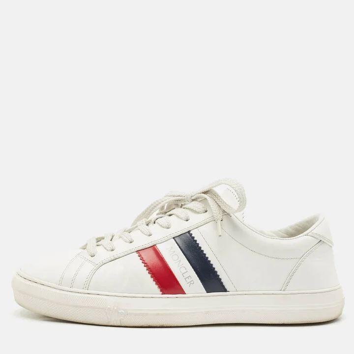 Moncler White Leather New Monaco Sneakers Size 42