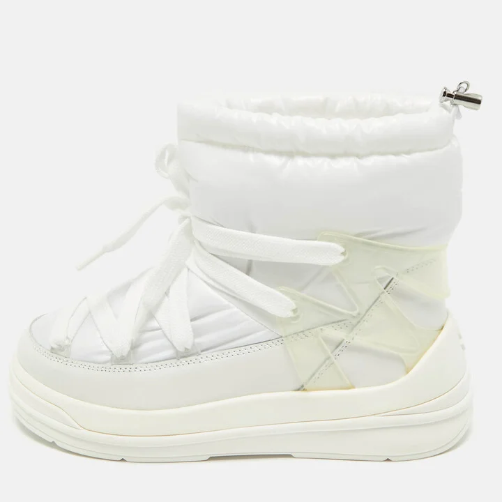Moncler White Nylon and Leather Insolux Snow Boots Size 38