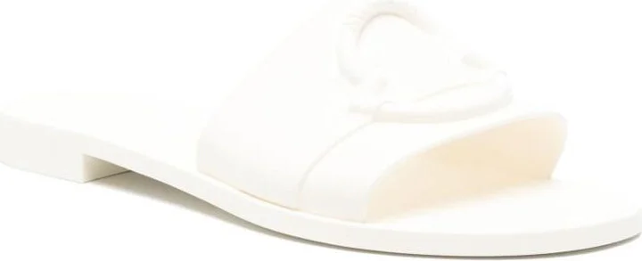 Moncler White Slippers With Appliqué Logo - Image 2