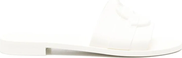 Moncler White Slippers With Appliqué Logo