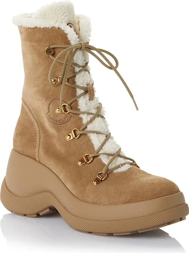 Moncler Women's Resile Trek Faux Fur Trim Lace Up Boots