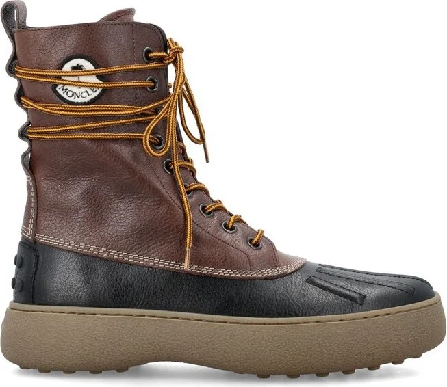 Moncler X Palm Angels Logo Patchy Lace-Up Boots