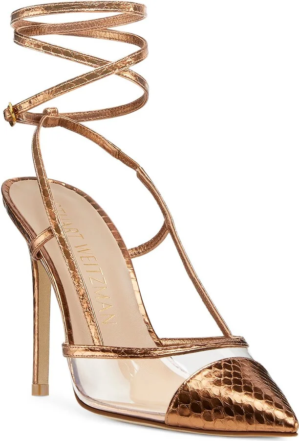 Mondrian Pointed Toe Slingback Pump with Removable Ankle Wrap