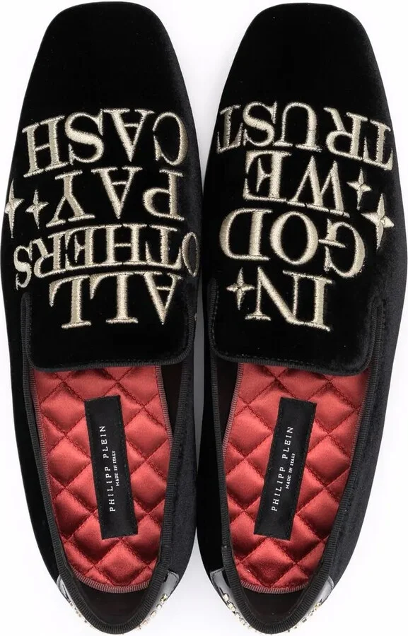 Money-embroidered velvet loafers - Image 4
