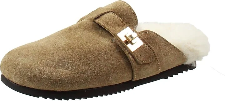 Money Womens Faux Fur Lined Suede Mules