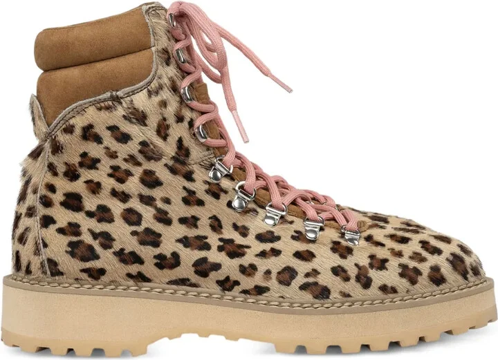 Monfumo leopard-print lace-up combat boots