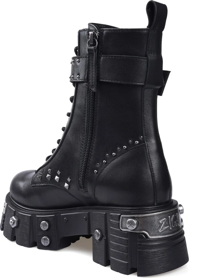 Monik Stud Lug Sole Combat Boot - Image 2