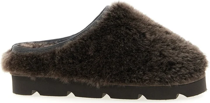 Monile Sherling Sabots Flat Shoes Brown