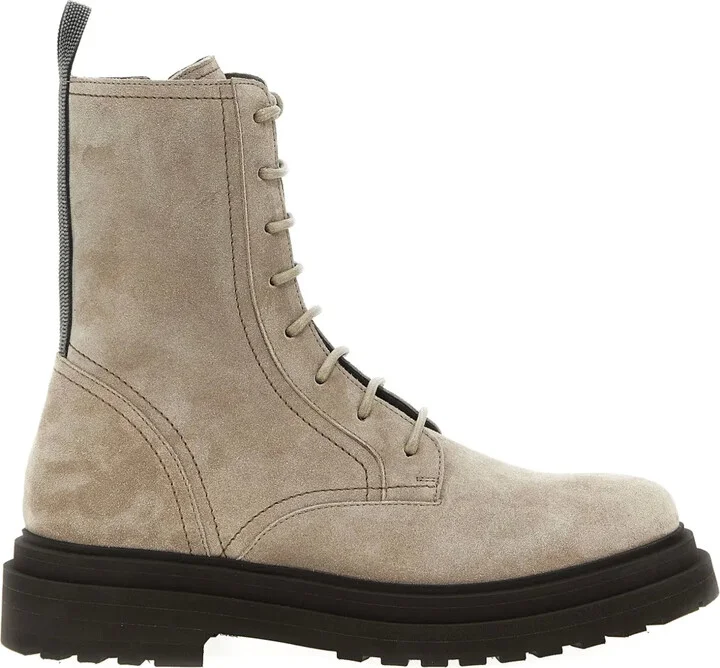 Monile suede combat boots