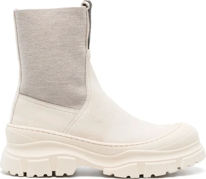 Monili-Bead Panelled Ankle Boots